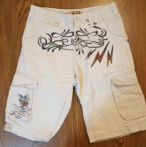 Prototype Skate Cargo Shorts Beige Tie Waist